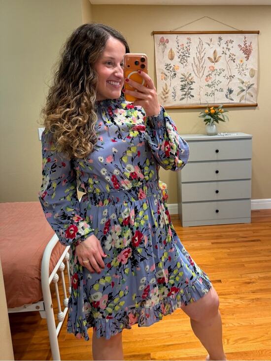 Tuckernuck Dresses & Skirts - Tuckernuck byTiMo Floral Long-Sleeve Smocked Waist Dress in Lavender Blue XL